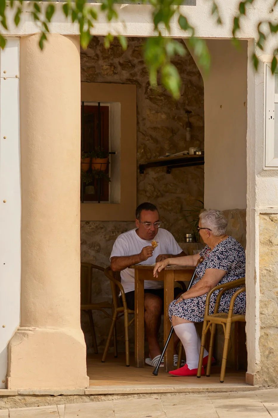 Elderly couple porch mallorca