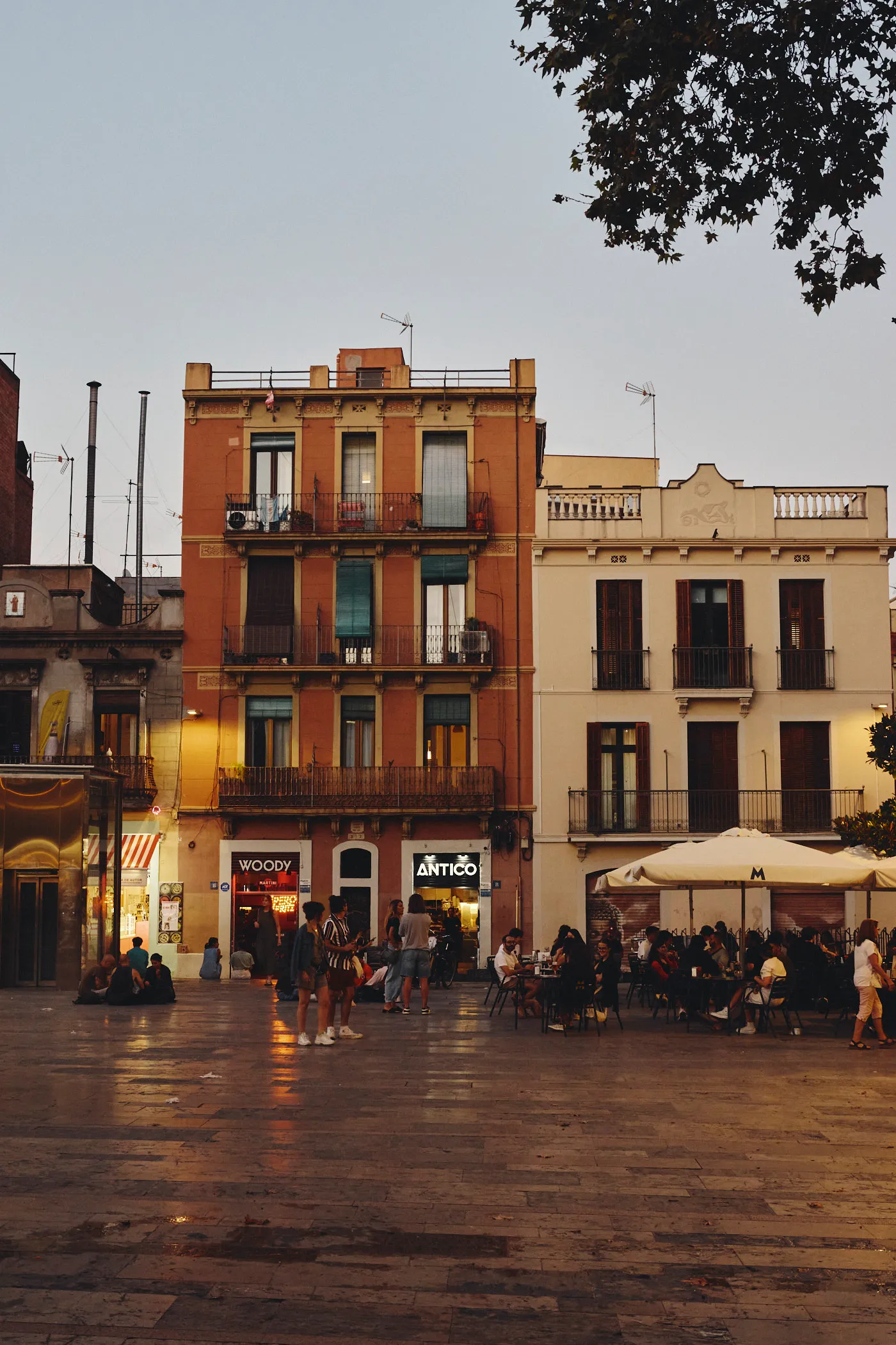 Gracia square evening terraces