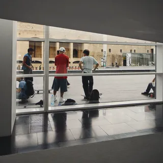 Macba window view skaters