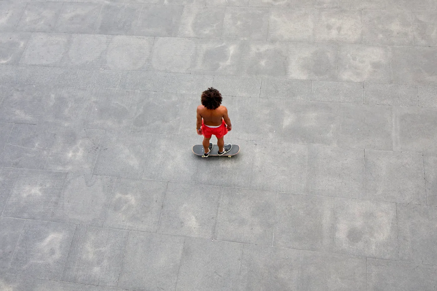 Skater from above red pants